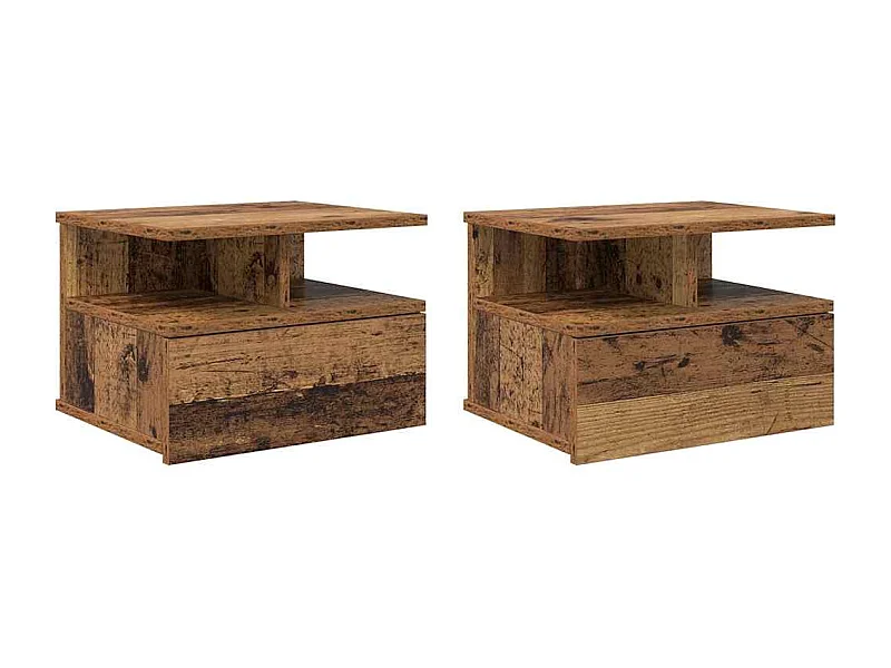 Nachttisch hängend-Schwebender Nachttisch 2 pcs Altholz 40 x 31 x 27 cm SHL8728