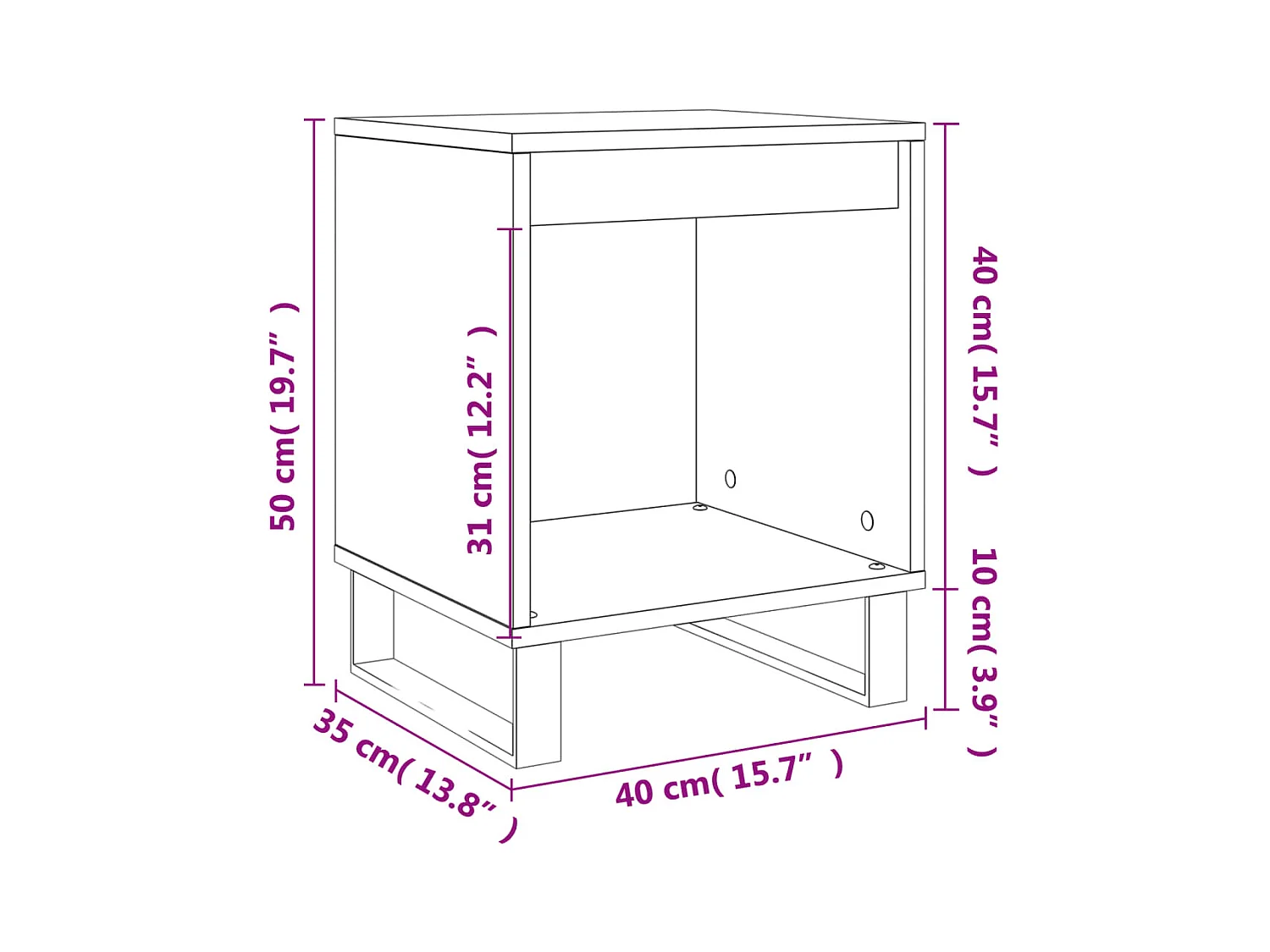 Pack de 2 Mesitas de noche | Mesilla de noche madera ingeniería roble ahumado 40x35x50 cm