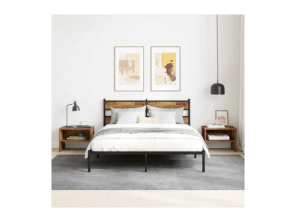 Mesita de Noche | Mesa auxiliar | Armario de Noche 2 uds. Madera vieja 40x40x30 cm