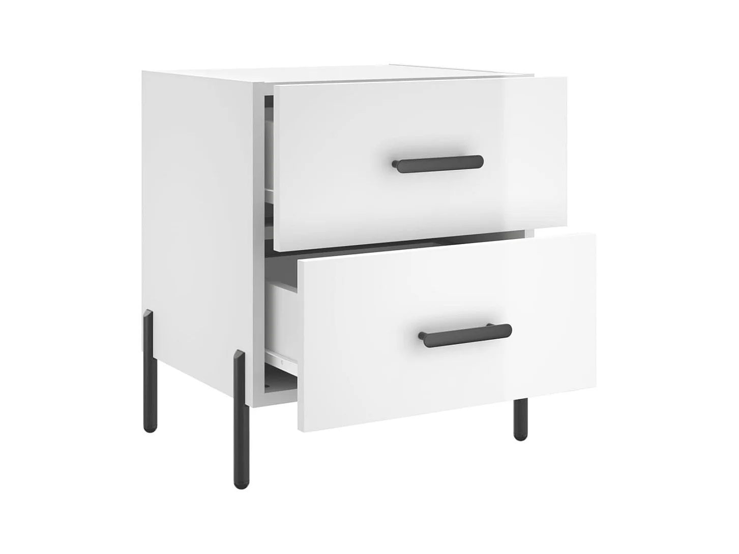 Mesita de noche | Mesilla de noche 2 uds madera ingeniería blanco brillo 40x35x47,5cm