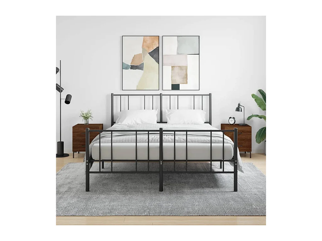 Mesita de noche | Mesilla de noche 2 uds. madera ingeniería marrón roble 40x35x47,5 cm