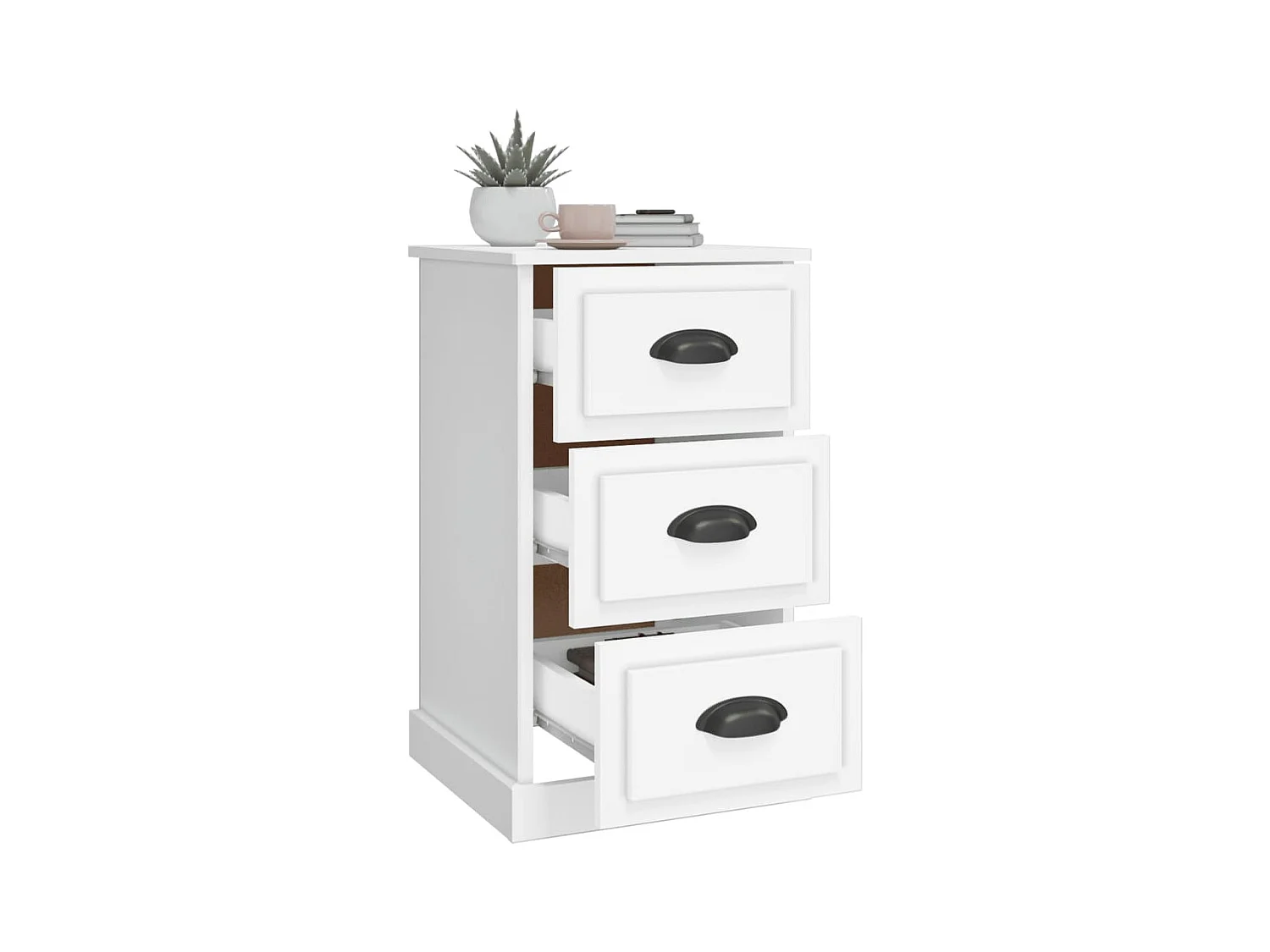 Mesita de noche | Mesilla de noche madera contrachapada blanca 39x39x67 cm