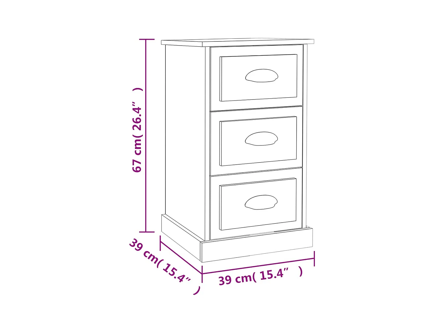 Mesita de noche | Mesilla de noche madera contrachapada blanca 39x39x67 cm
