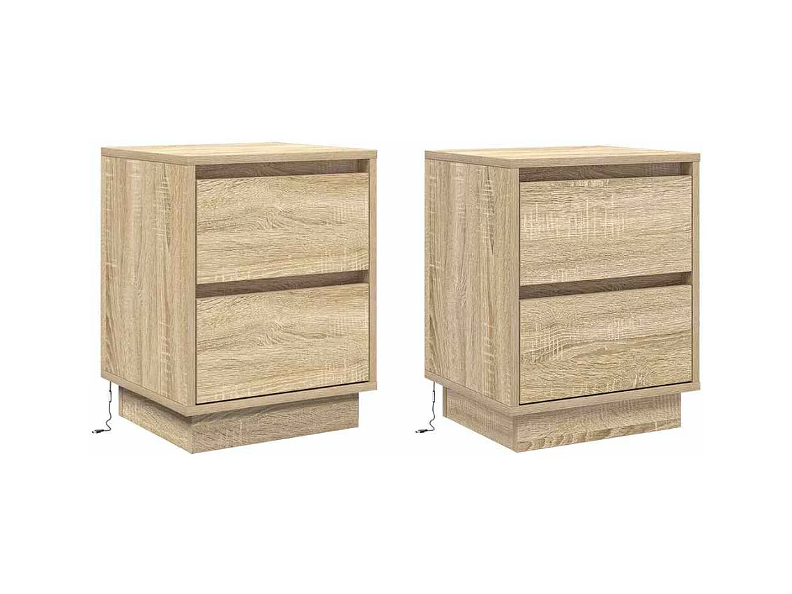 Mesita de Noche | Armario de Noche 2 uds con cajón Roble Sonoma 39x34.5x50 cm