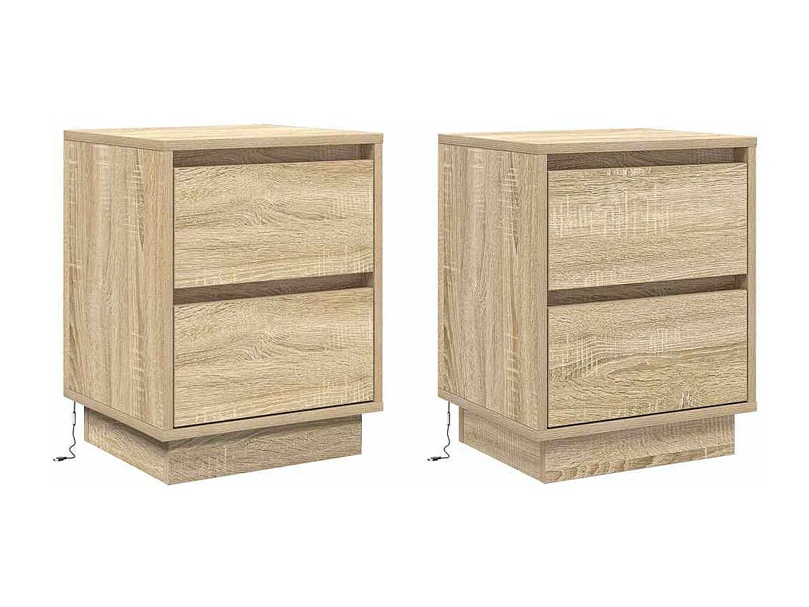 Nachttisch 2er Set-Beistelltisch Sonoma-Eiche 39 x 34,5 x 50 cm Holzwerkstoff SHL70809
