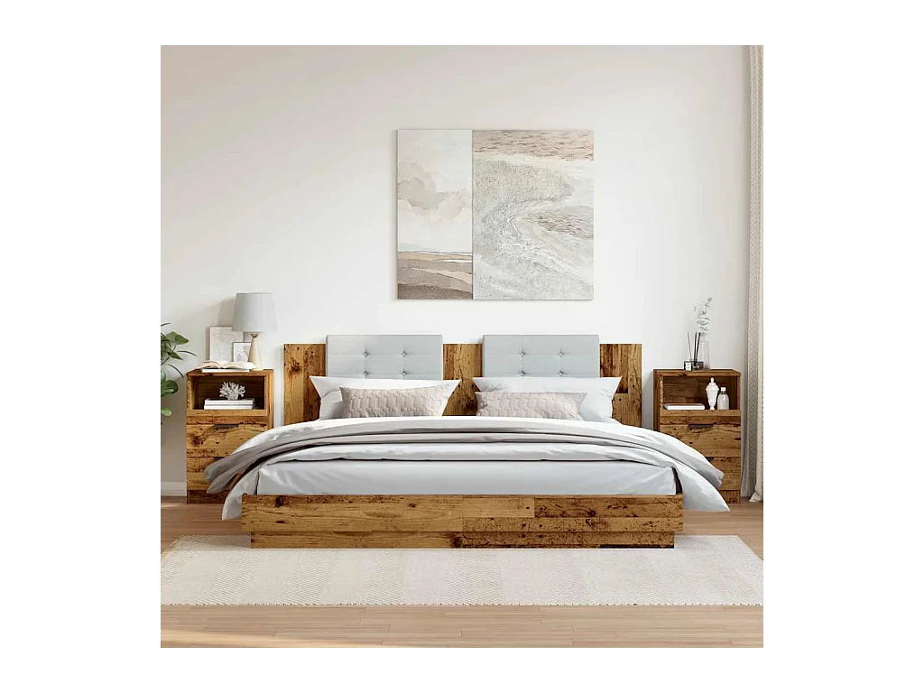 Mesitas de noche | Mesilla de noche 2 uds madera ingeniería envejecida 40x36x65 cm