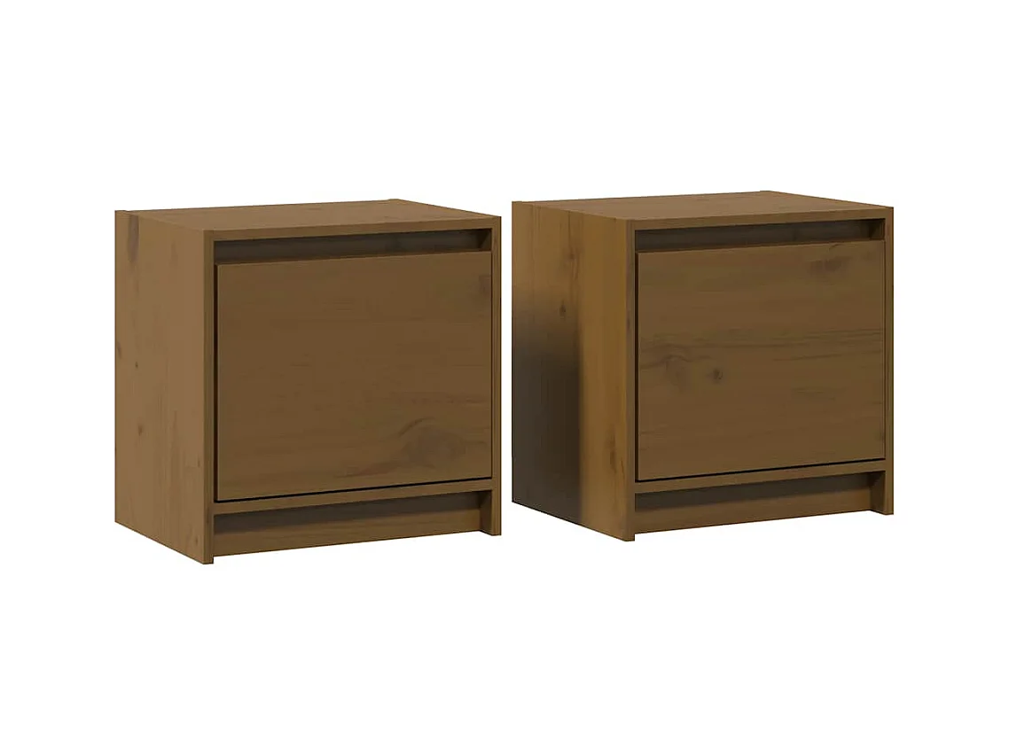 Mesitas de noche | Mesilla de noche 2 uds madera de pino marrón miel 40x30,5x40 cm