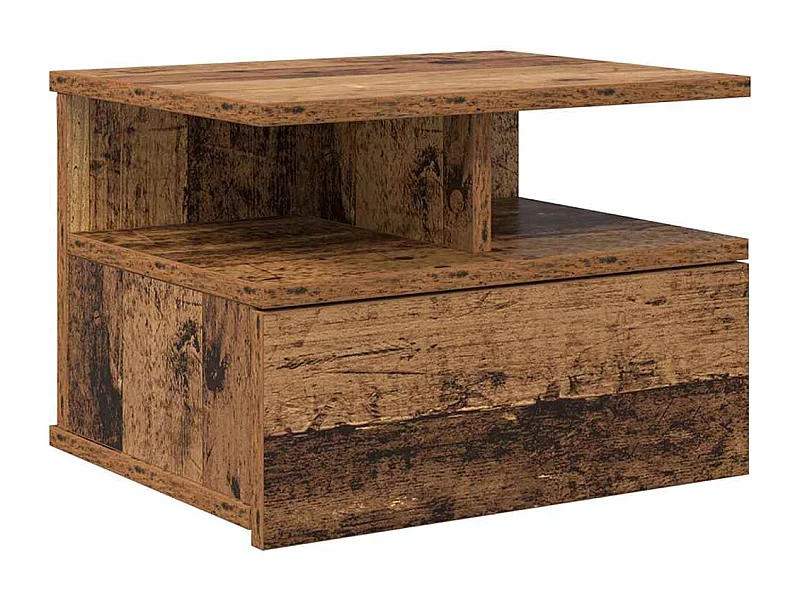 Mesita de noche | Mesa auxiliar Flotante con cajón Madera vieja 40x31x27 cm