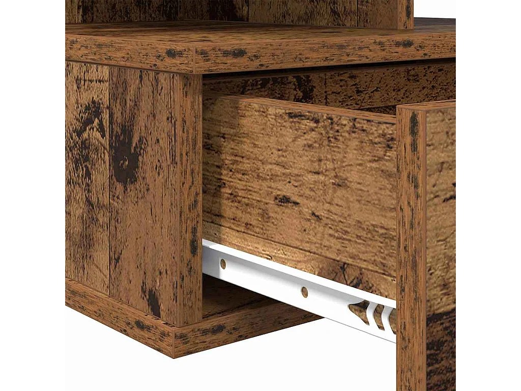 Mesita de noche | Mesa auxiliar Flotante con cajón Madera vieja 40x31x27 cm
