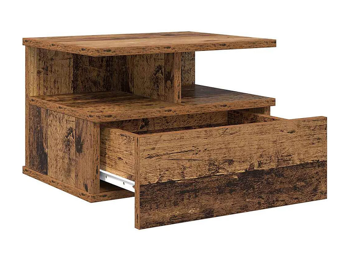 Zwevend Nachtkastje Oud hout 40 x 31 x 27 cm Bewerkt hout