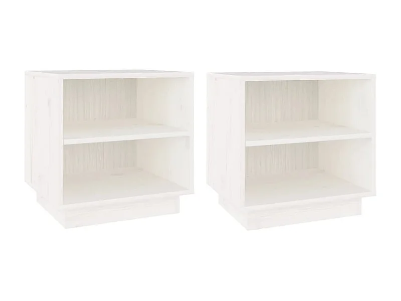 Tables de chevet lot de 2 avec compartiments ouverts Blanc 40x34x40 cm Bois de pin solide