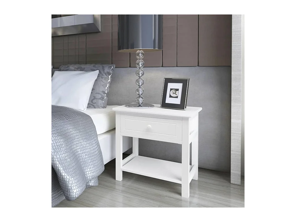 Mesita de noche | Mesilla de noche de madera blanca