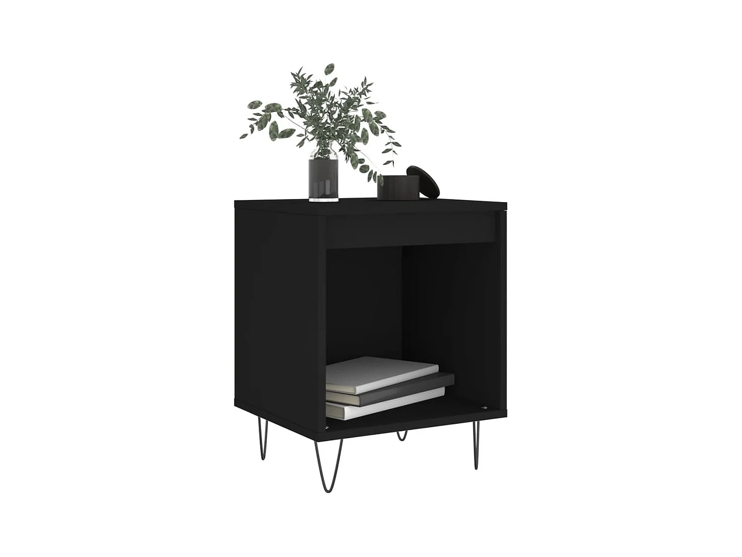 Lot de 2 Tables de chevet avec Compartiments ouverts noir 40x35x50 cm bois d’ingénierie