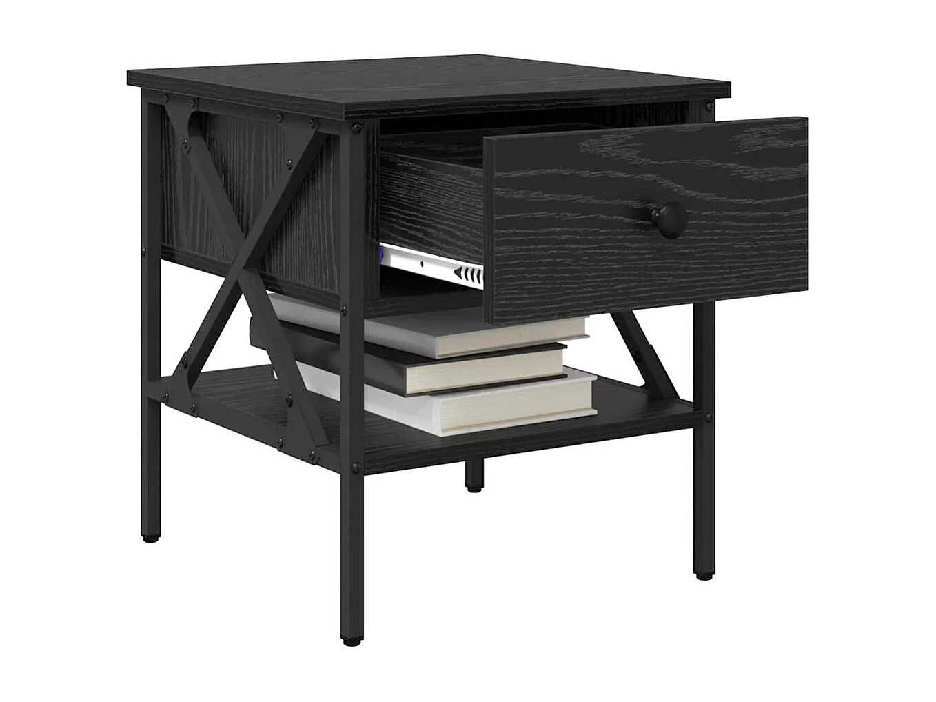 Mesita de Noche | Armario de Noche | Mesilla de noche con cajón Roble negro 40x42x45 cm