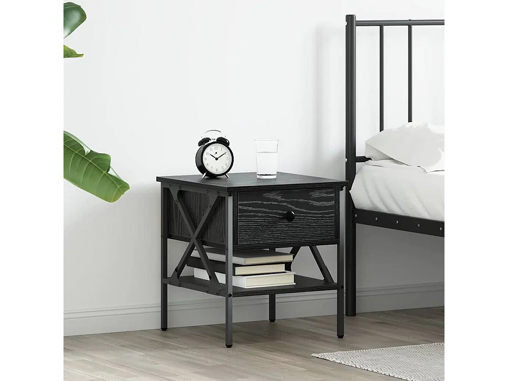 Mesita de Noche | Armario de Noche | Mesilla de noche con cajón Roble negro 40x42x45 cm