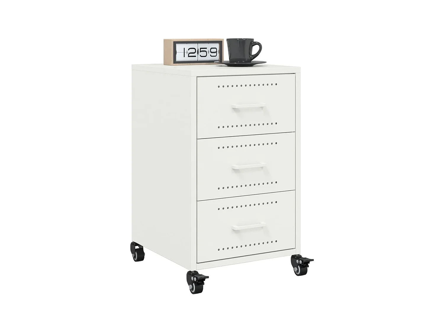 Table de chevet Étroite-Table d'appoint-Table de nuit blanc 36x39x59 cm acier