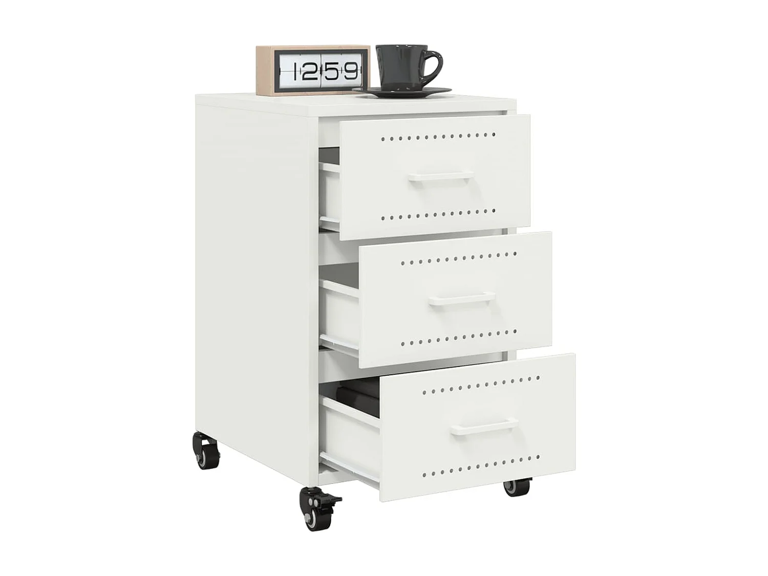 Nachttisch-Beistelltisch-Nachtschrank Weiß 36x39x59 cm Stahl SHL58798