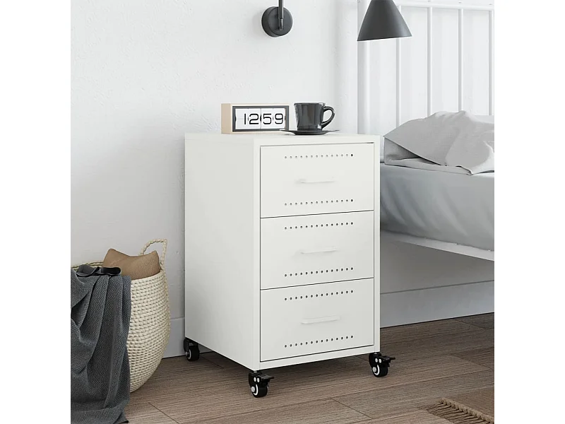 Nachttisch-Beistelltisch-Nachtschrank Weiß 36x39x59 cm Stahl SHL58798