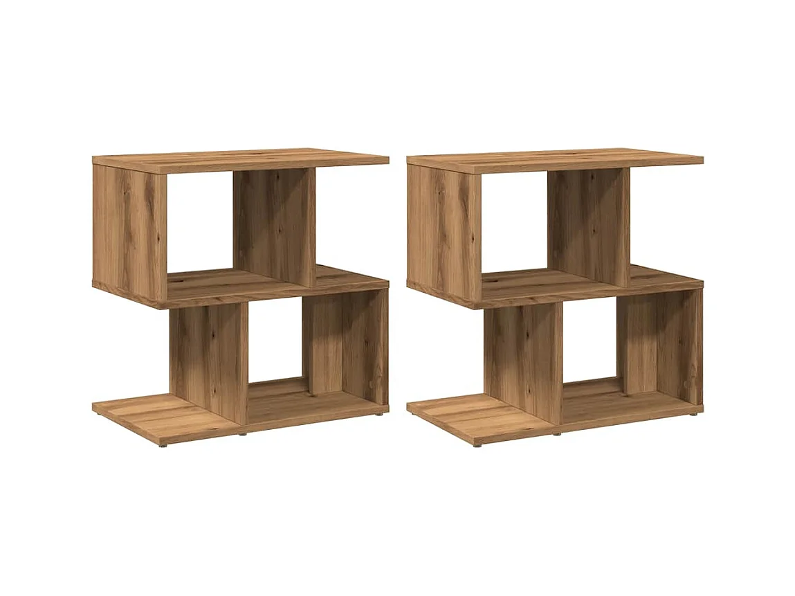 Tables de chevet lot de 2 avec rangement chêne artisanal bois d'ingénierie