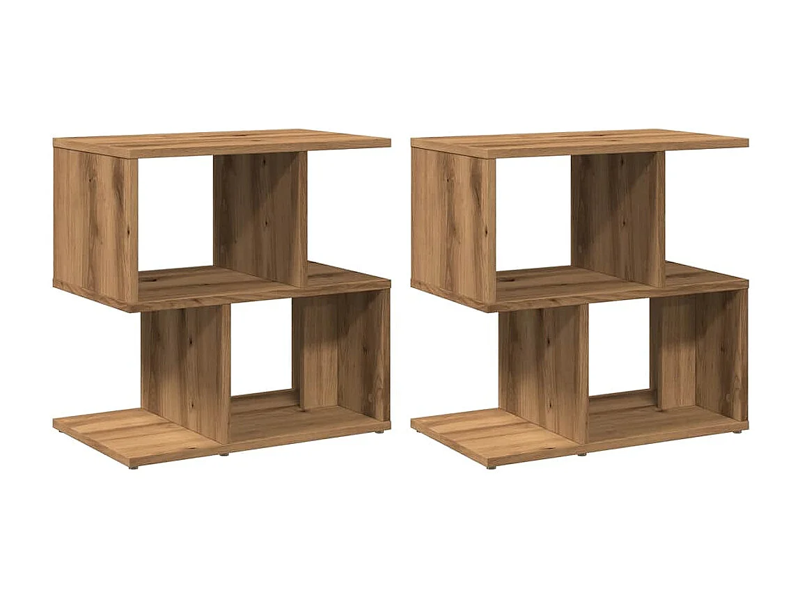 Nachttisch 2er Set-Beistelltisch-Nachttischkommode Artisan-Eiche 50x30x51,5 cm Holzwerkstoff SHL46196