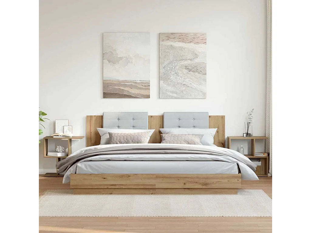 Nachttisch 2er Set-Beistelltisch-Nachttischkommode Artisan-Eiche 50x30x51,5 cm Holzwerkstoff SHL46196