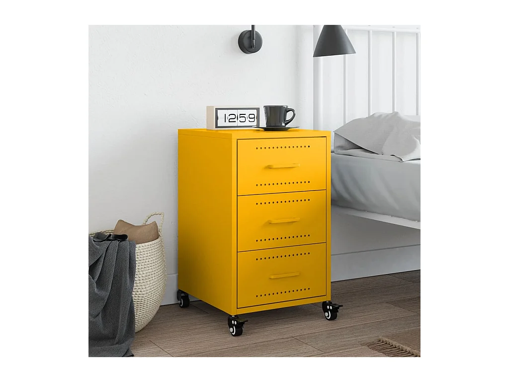 Table de chevet Étroite-Table d'appoint-Table de nuit jaune moutarde 36x39x59 cm acier