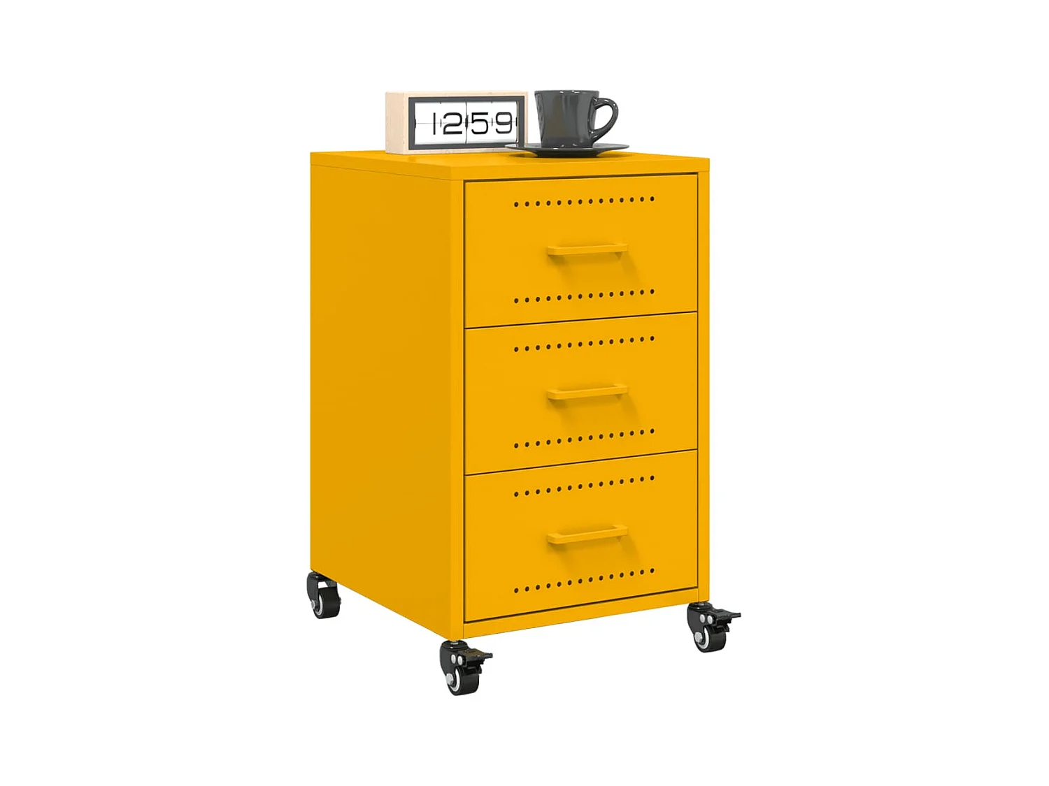 Table de chevet Étroite-Table d'appoint-Table de nuit jaune moutarde 36x39x59 cm acier