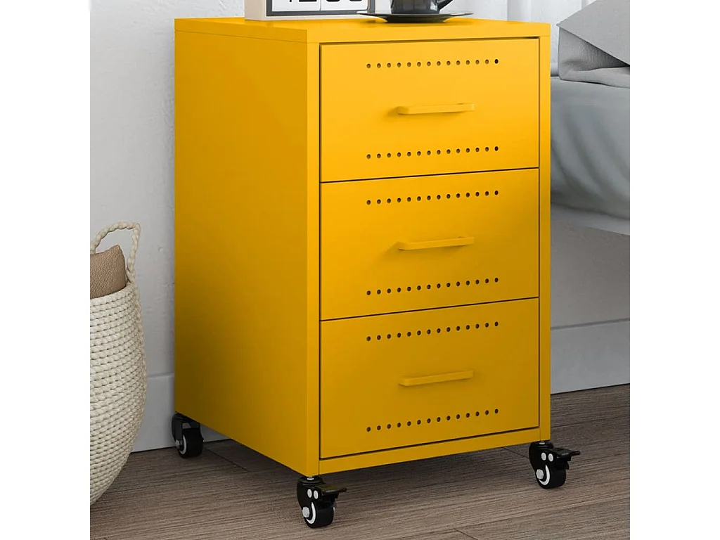 Nachttisch-Beistelltisch-Nachtschrank Senfgelb 36x39x59 cm Stahl SHL30596