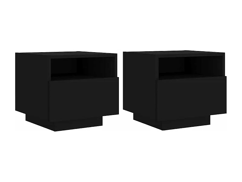 Mesitas de noche | Mesilla de noche con luces LED 2 unidades negro 40x39x37 cm