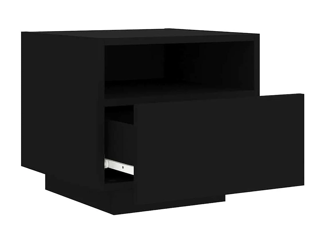 Mesitas de noche | Mesilla de noche con luces LED 2 unidades negro 40x39x37 cm