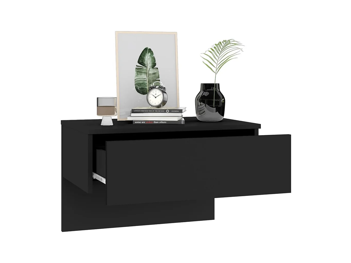 Tables de chevet flottantes-Tables de nuit murale 2 pcs Noir