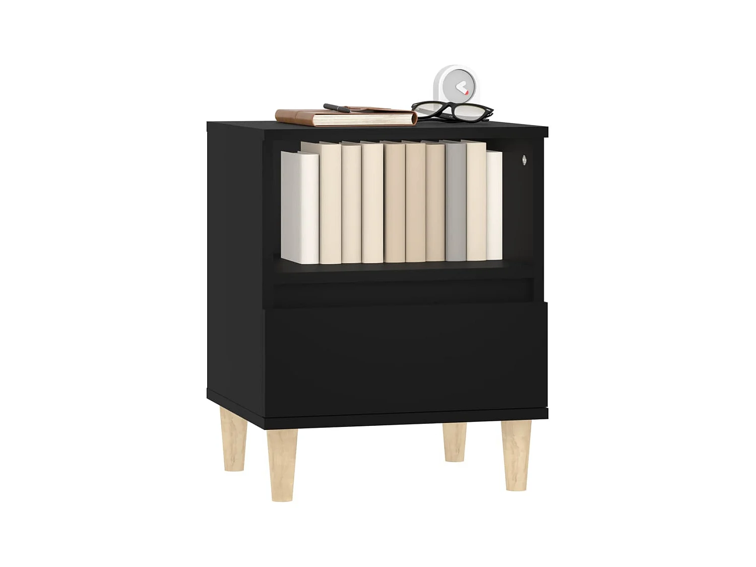 Tables de chevet lot de 2 avec compartiments ouverts Noir 40x35x50 cm