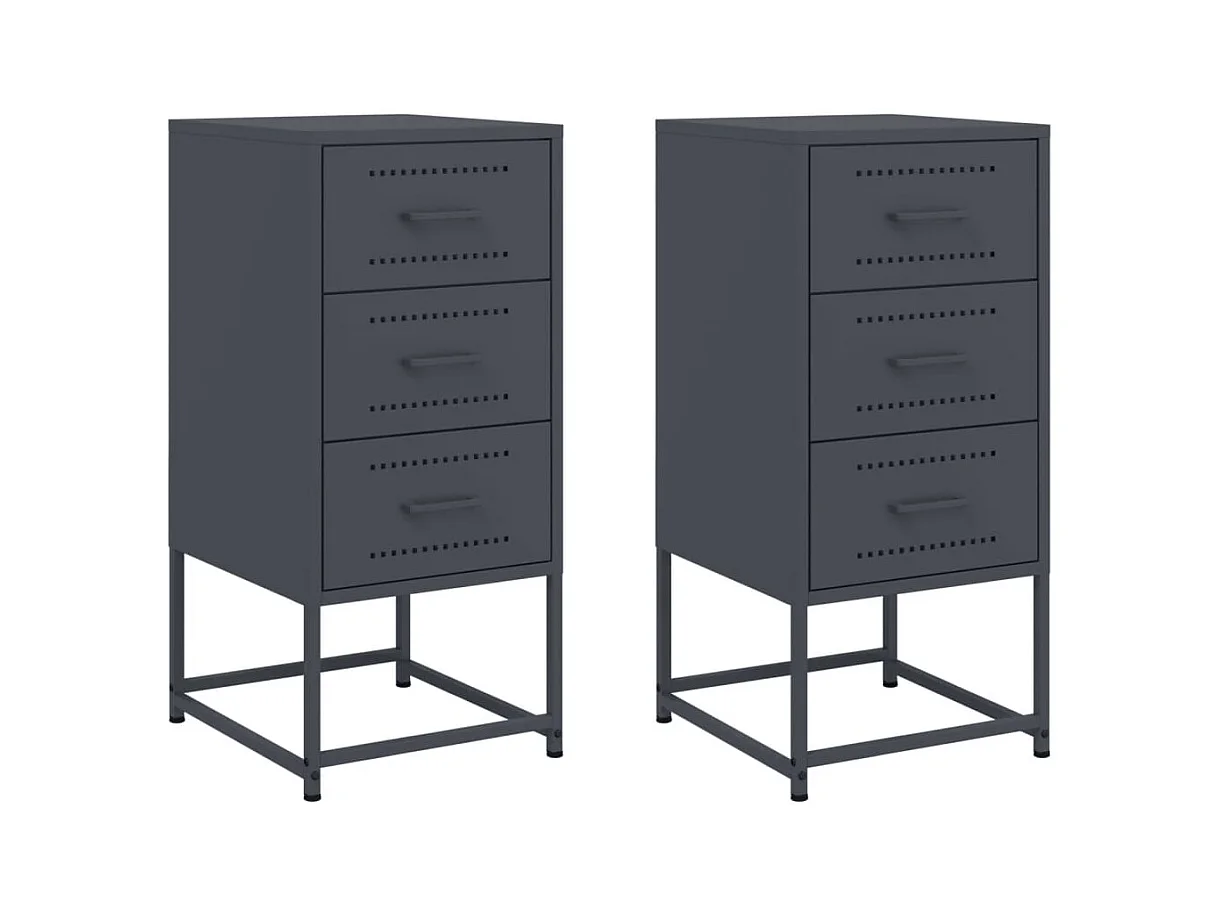 Tables de chevet lot de 2 avec rangement anthracite 36x39x78 cm acier