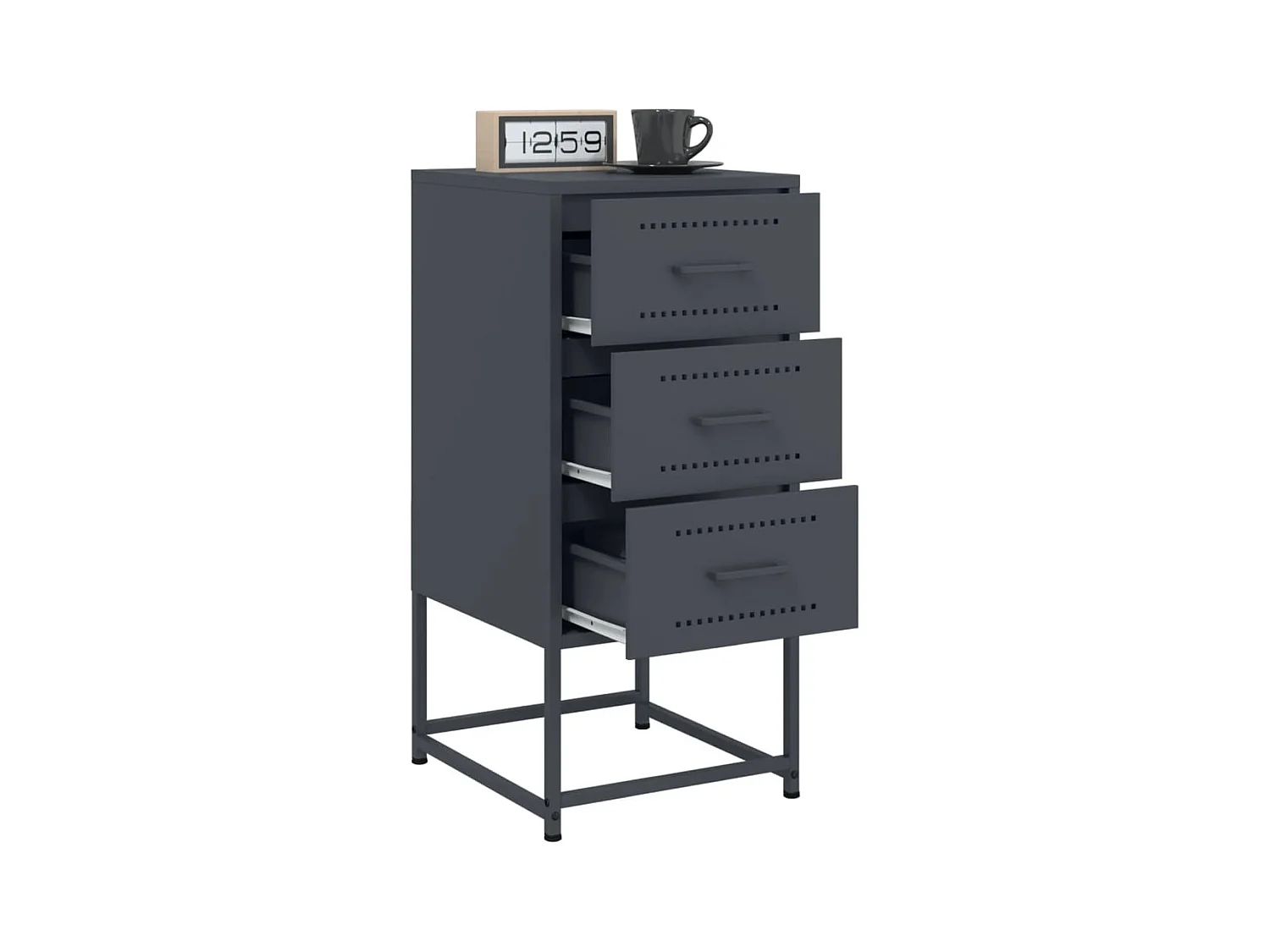 Tables de chevet lot de 2 avec rangement anthracite 36x39x78 cm acier