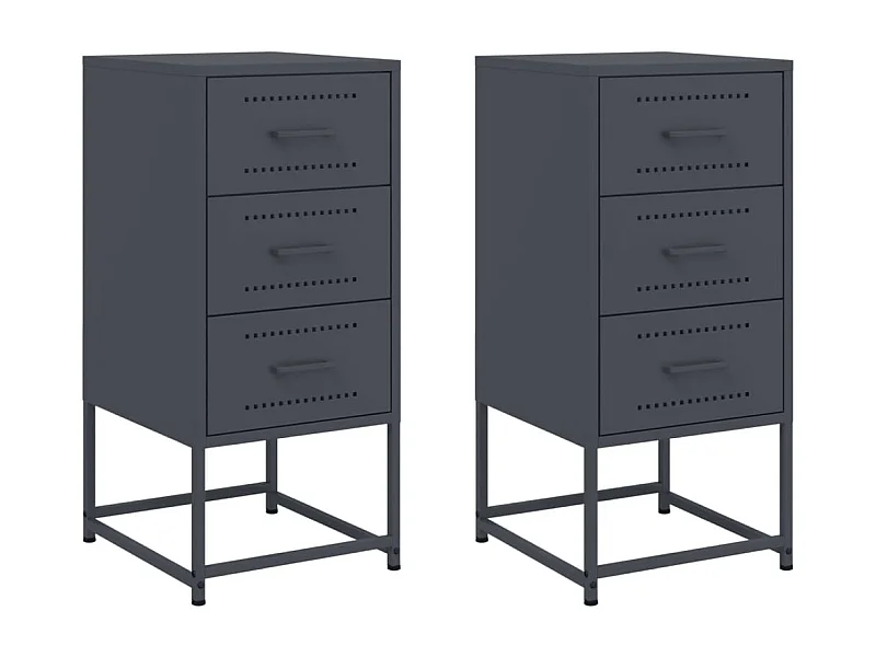 Tables de chevet lot de 2 avec rangement anthracite 36x39x78 cm acier