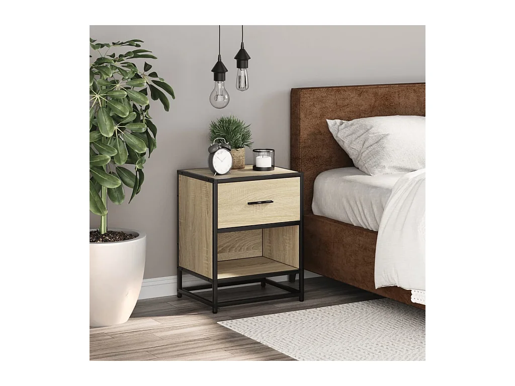 Mesita de noche | Mesilla de noche madera de ingeniería roble Sonoma 40x31x50 cm