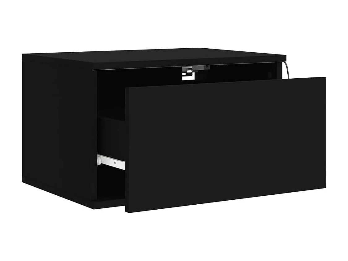 Mesita de noche | Mesilla de noche de pared con luces LED negro