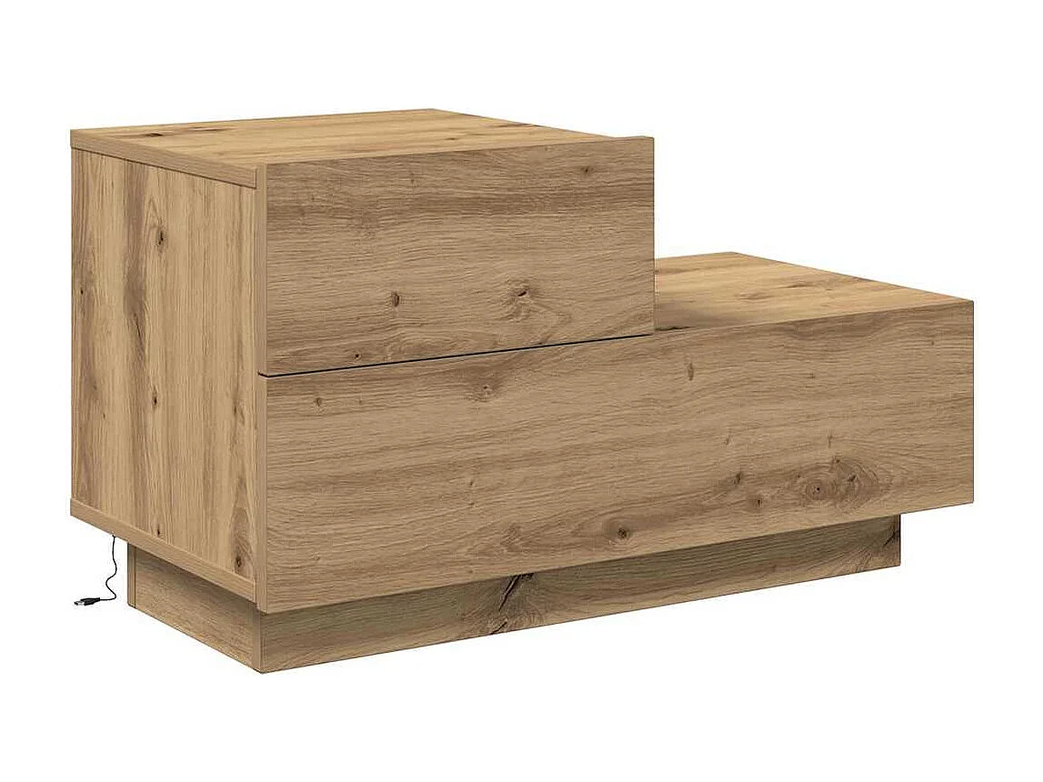 Table de chevet-Table d'appoint avec tiroir chêne artisanal 70x36x40.5 cm