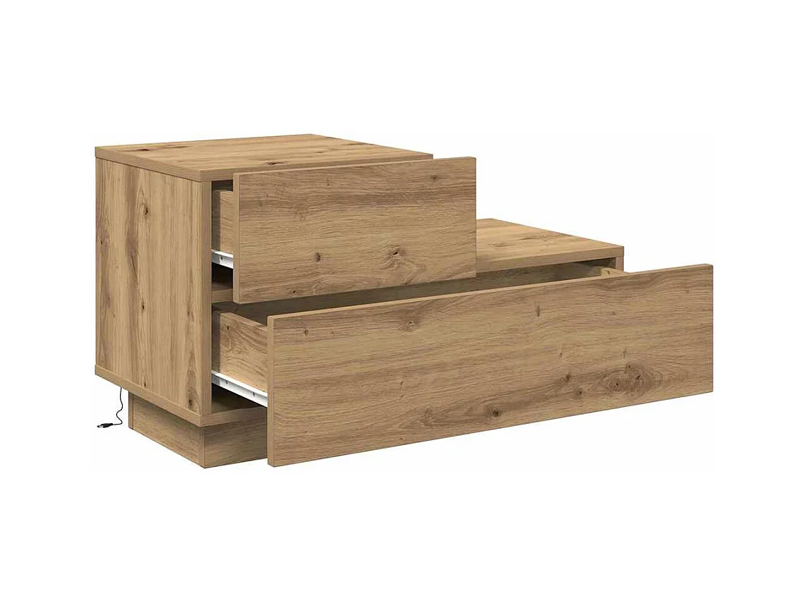 Table de chevet-Table d'appoint avec tiroir chêne artisanal 70x36x40.5 cm