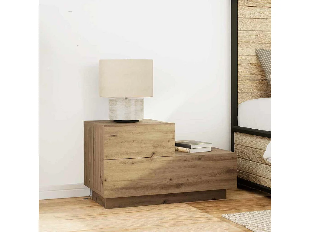 Mesita de Noche | Armario de Noche | Mesilla de noche con cajón Roble artisan 70x36x40.5 cm