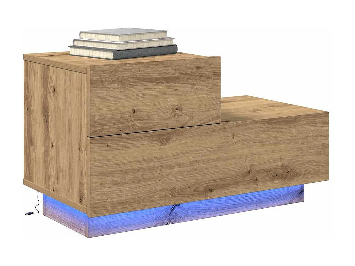 Mesita de Noche | Armario de Noche | Mesilla de noche con cajón Roble artisan 70x36x40.5 cm