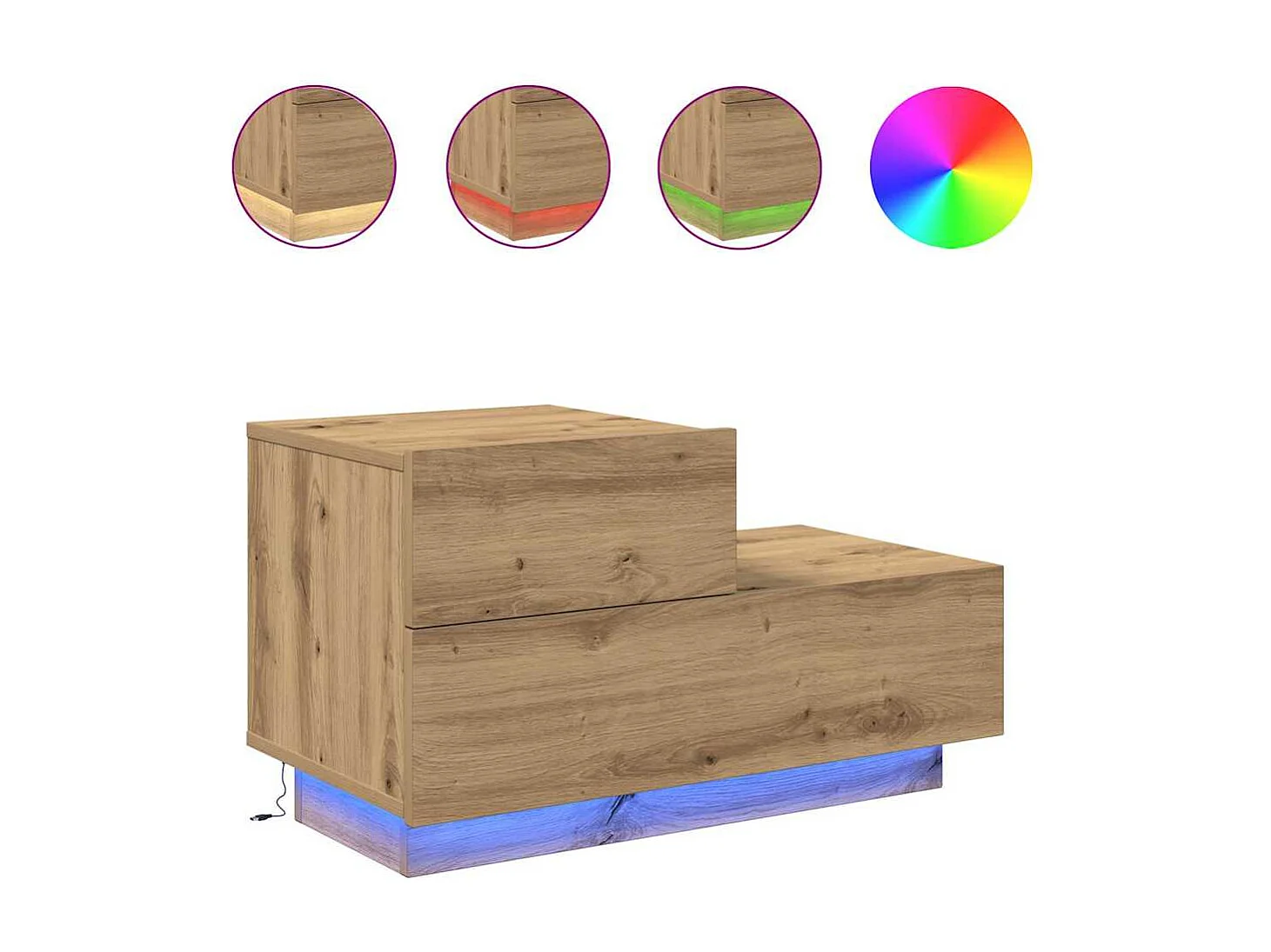 Mesita de Noche | Armario de Noche | Mesilla de noche con cajón Roble artisan 70x36x40.5 cm