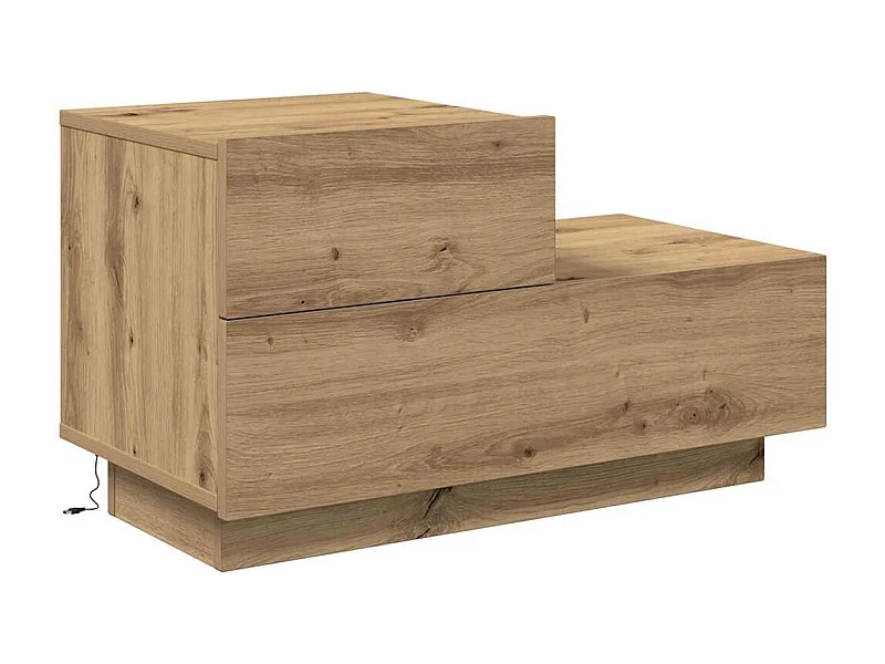 Table de chevet-Table d'appoint avec tiroir chêne artisanal 70x36x40.5 cm