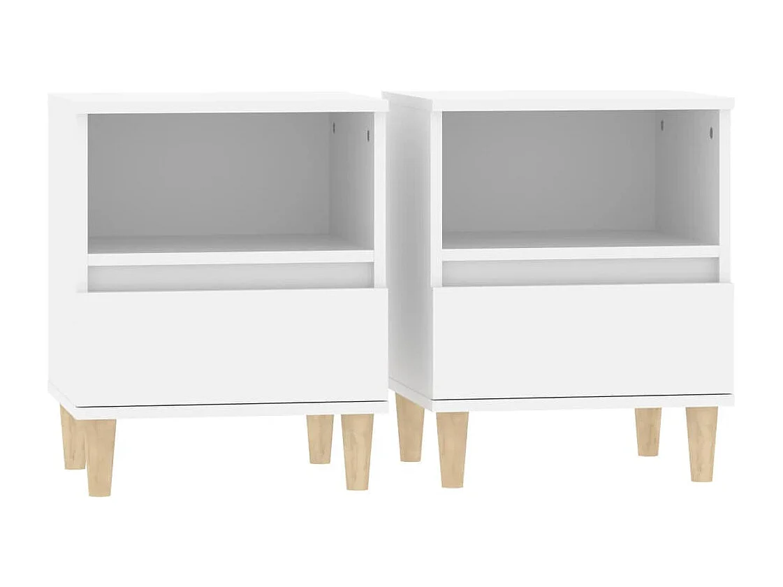 Tables de chevet lot de 2 avec compartiments ouverts Blanc 40x35x50 cm