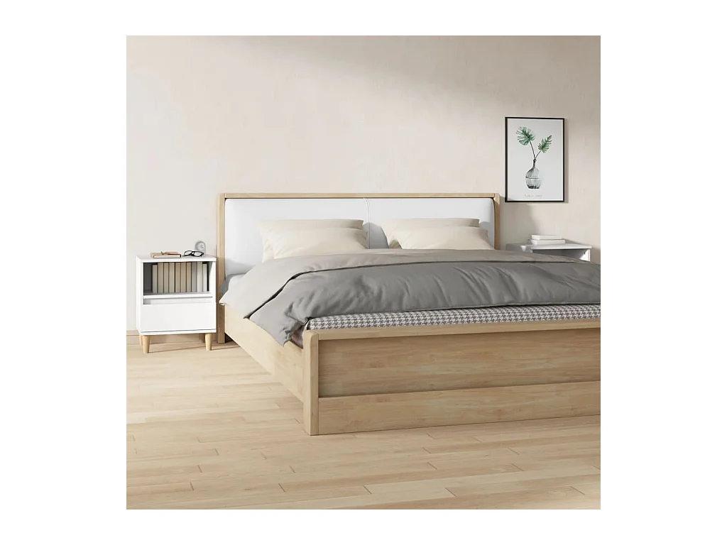 Tables de chevet lot de 2 avec compartiments ouverts Blanc 40x35x50 cm