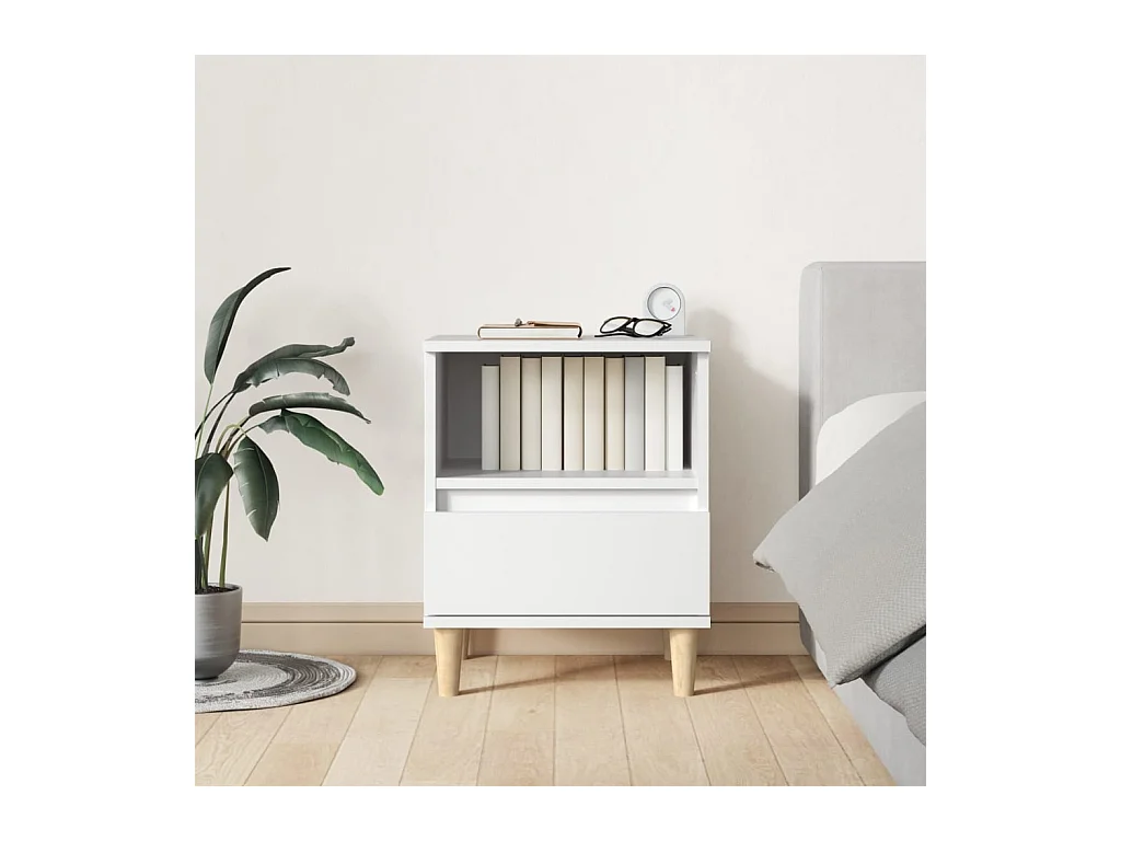 Tables de chevet lot de 2 avec compartiments ouverts Blanc 40x35x50 cm