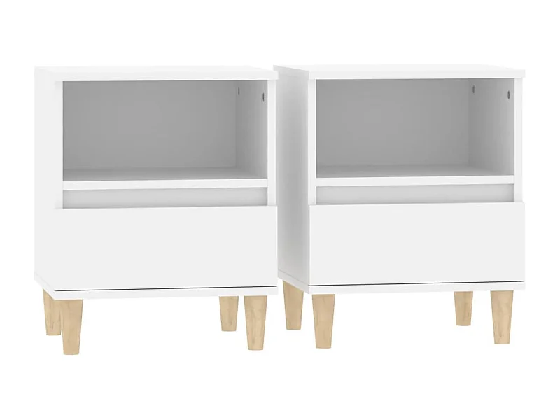 Tables de chevet lot de 2 avec compartiments ouverts Blanc 40x35x50 cm