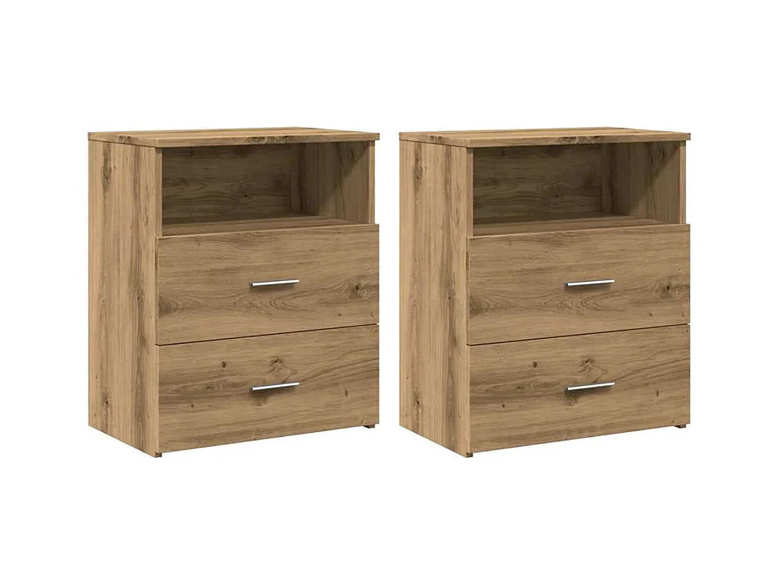 Tables de chevet lot de 2 avec rangement chêne artisanal bois d'ingénierie
