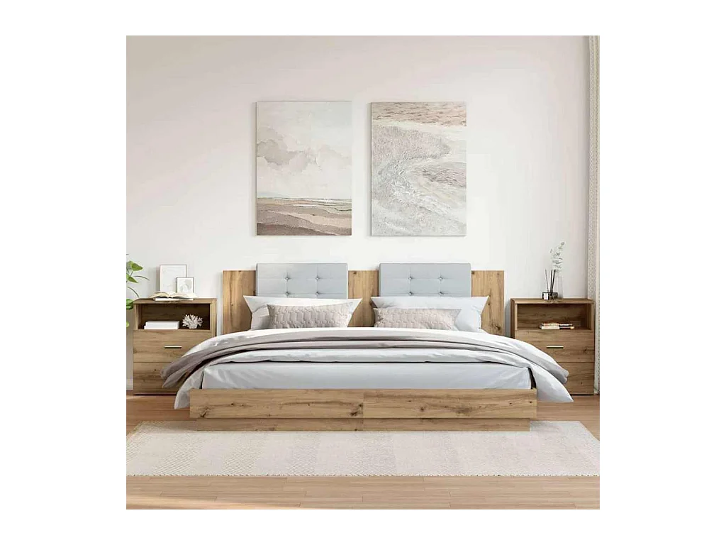 Mesitas de noche | Mesilla de noche 2 uds madera ingeniería roble artisan 50x32x60 cm