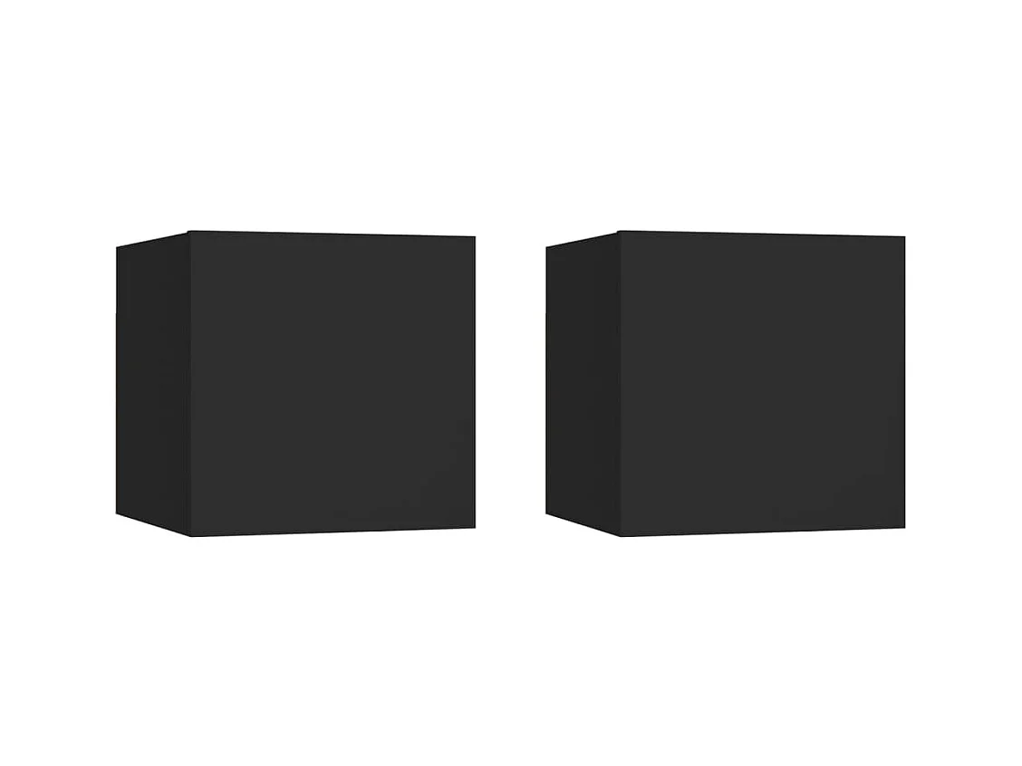 Mesitas de noche | Mesilla de noche 2 uds madera ingeniería negro 30,5x30x30 cm